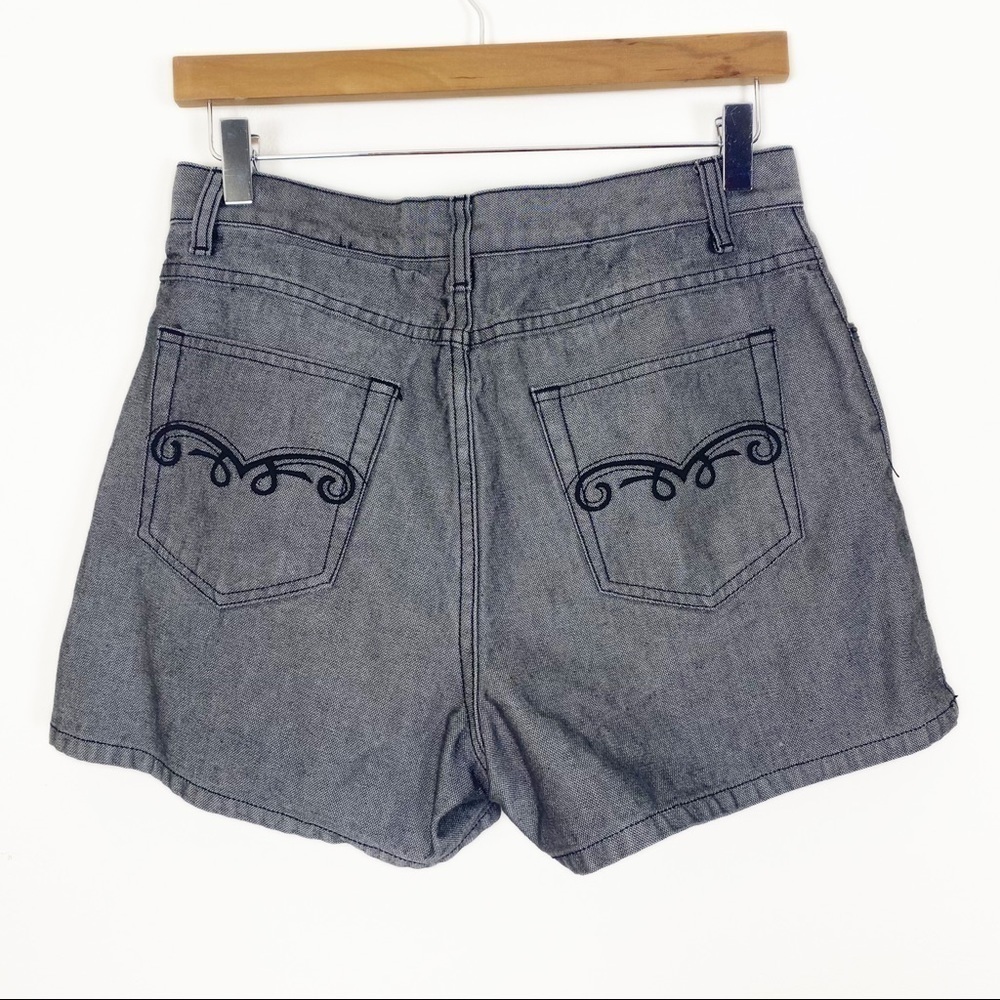 VINTAGE CAROLINA BLUES Metallic Black Silver High Waisted Hi Rise Western Shorts